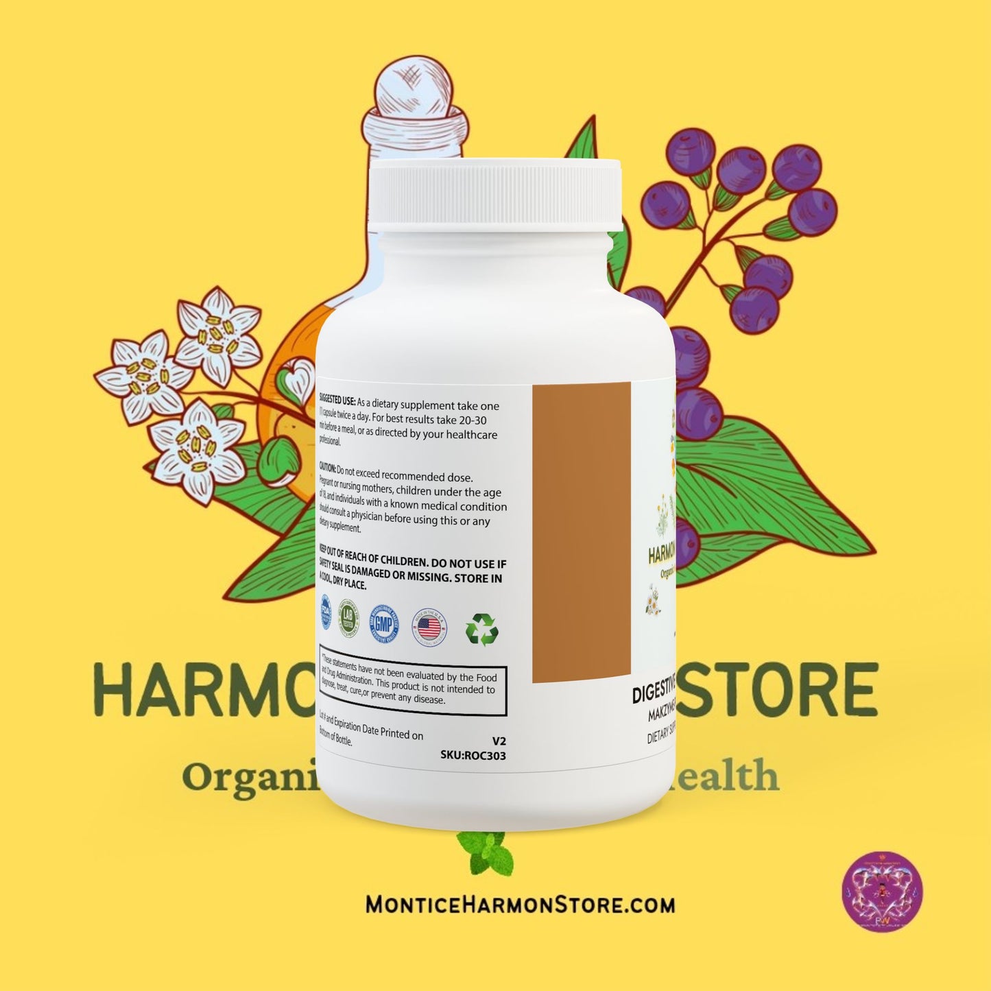 Harmon Herbal Digestive Enzyme Blend Supplement (60 Capsules)