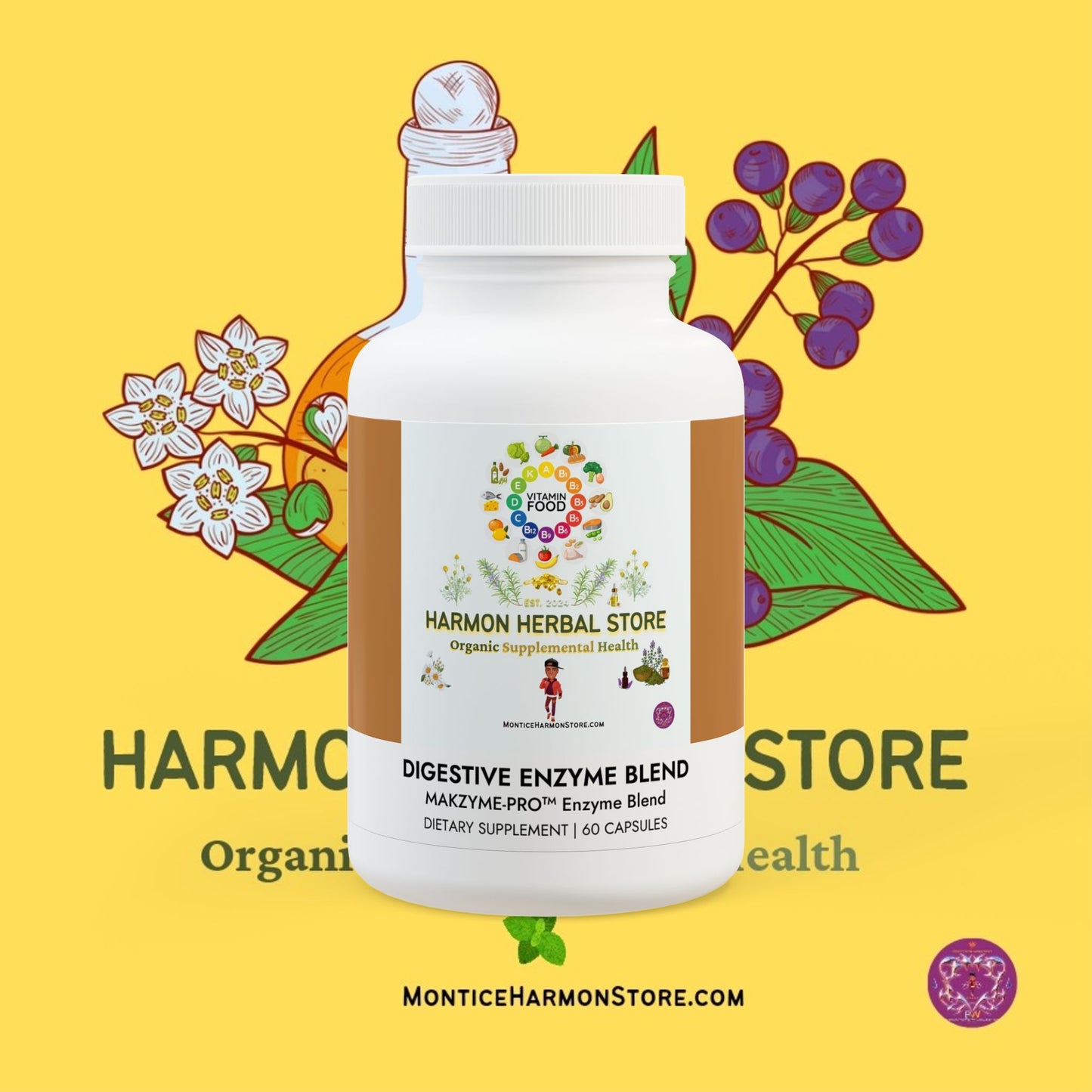 Harmon Herbal Digestive Enzyme Blend Supplement (60 Capsules)