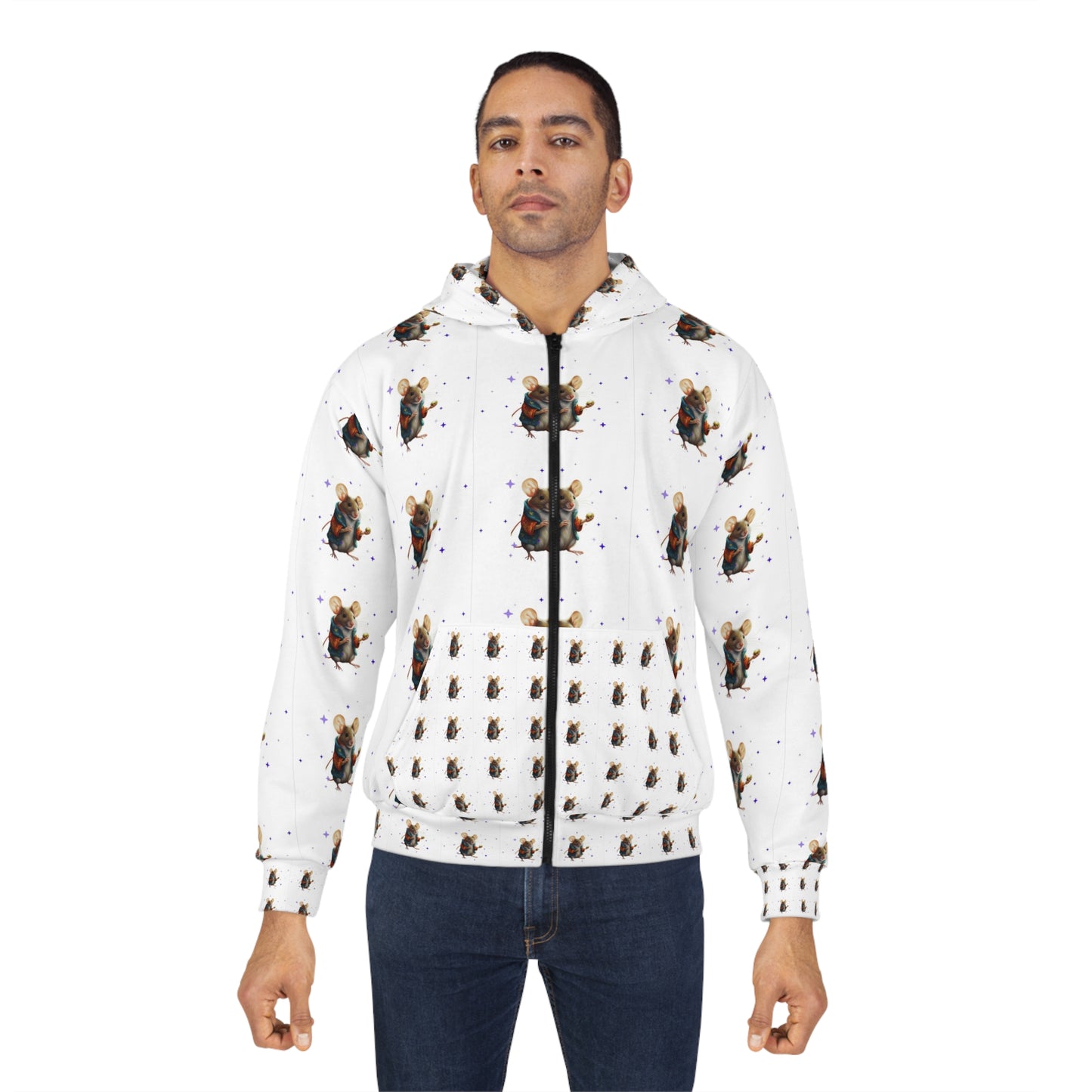 Angus the Mouse Unisex Zip Hoodie (AOP)